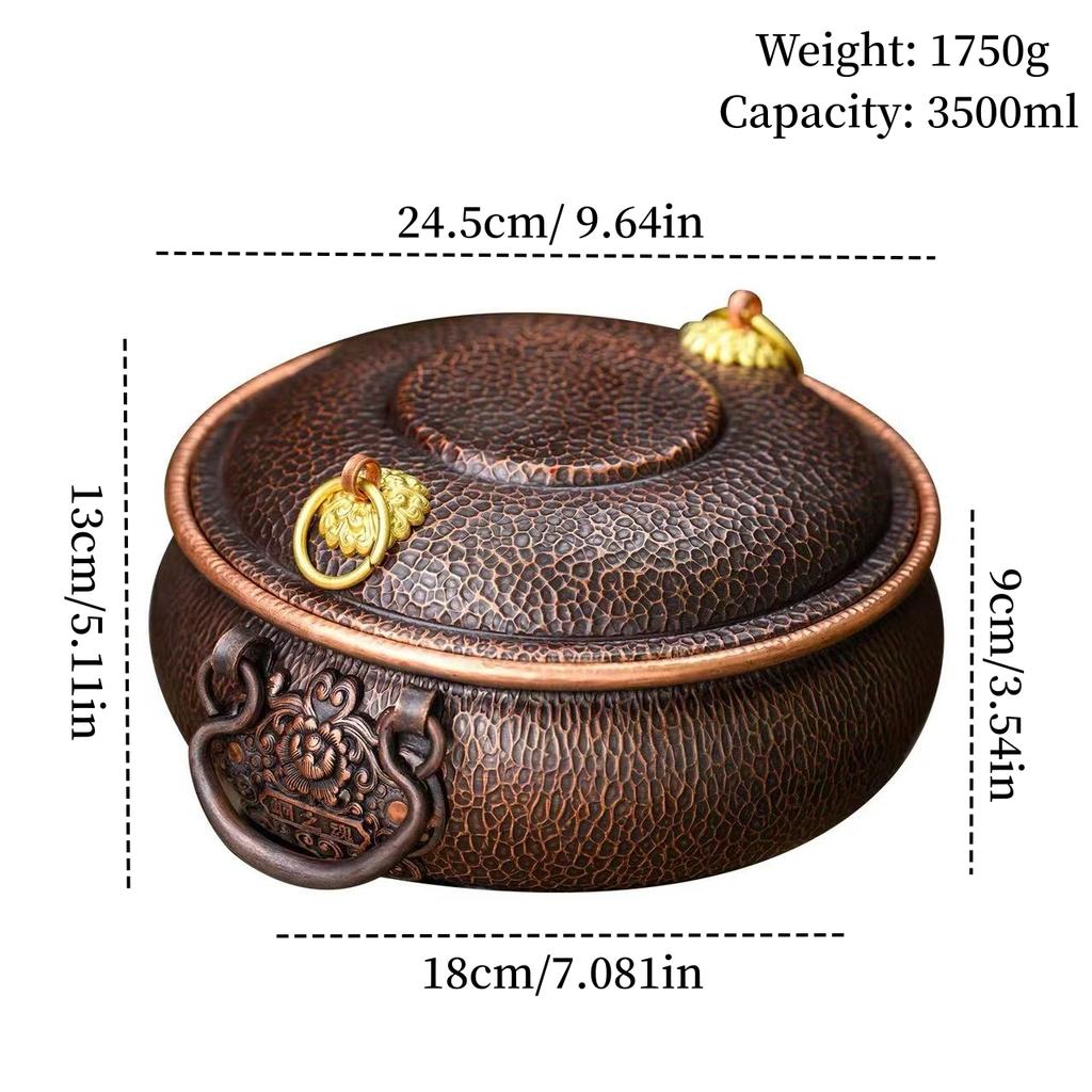 Handcrafted Vintage Copper Pot,Hot Pot Cooking Utensil With lid Simmering and Pasta Stewing,Hammer Texture 20 cm Handheld Pot
