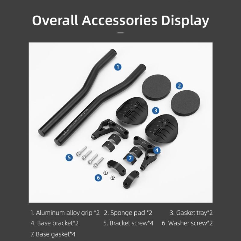 Ergonomic Designs Aluminum Alloy Bicycles Rest Handle Bar Bike Armrest Handlebar Handle Bar Accessory with Foams Padding