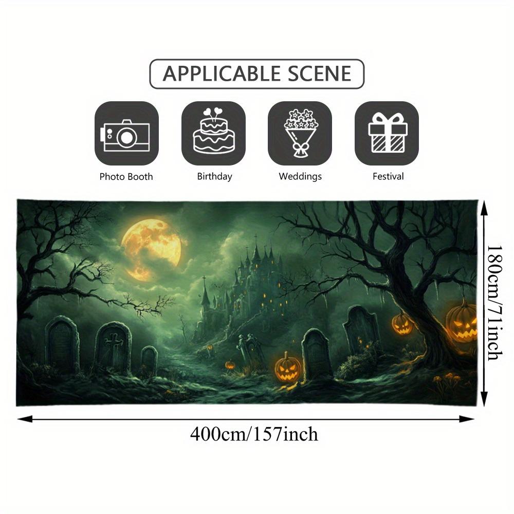 1pc Halloween Horror Cemetery Large Garage Door Cover -2D Flat Printing, Suitable for Seasonal Festivals and Outdoor Activities