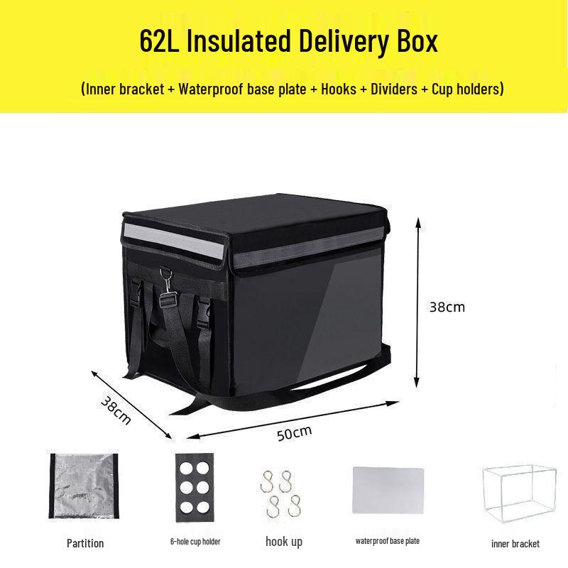 Thick Insulated Black Waterproof Takeaway Delivery Box for Car & Home Use