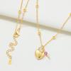 Original Sterling Silver Gold Heart Lock and Key Necklace Y-shaped Chain Necklace for Women Memorial Prayer Jewelry Gift