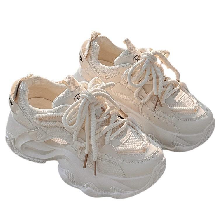 Dad Shoes Women's 2025 Spring and Summer New Popular Mesh Shoes Women's Breathable Mesh Shoes Platform White Shoes Sneakers