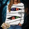 Halloween Serie 3D Digital bedrucktes Damen Harajuku Style Casual Rundhals Langarm T-Shirt