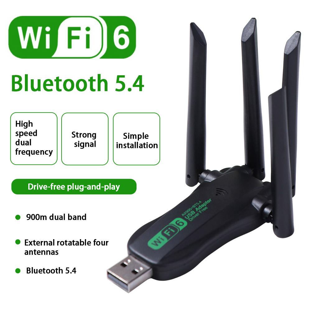 AX900 Dual Band WiFi6 USB Adapter 4 Antenna 2.4G/5Ghz 900Mbps WiFi Dongle Driver Free USB Interface Wireless Network Card