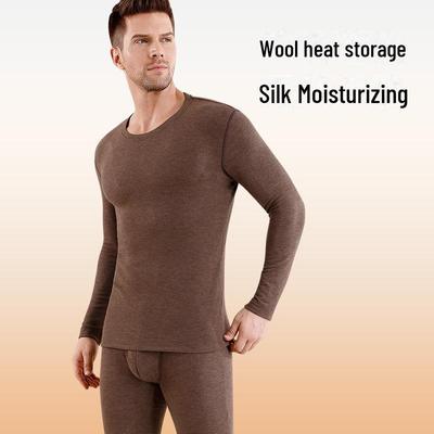 Men's Thermal Underwear Set: Wool, Silk, and Bamboo Fiber for Autumn and Winter Warmth