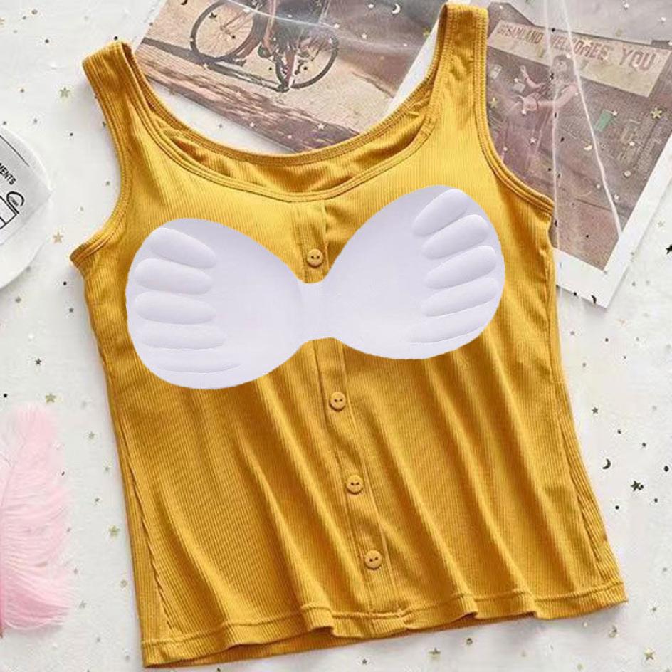 Sujetador Chaleco de una pieza Camiseta sin mangas para mujer Top Tirante pequeño con almohadilla de sujetador Soporte trasero Sujetador