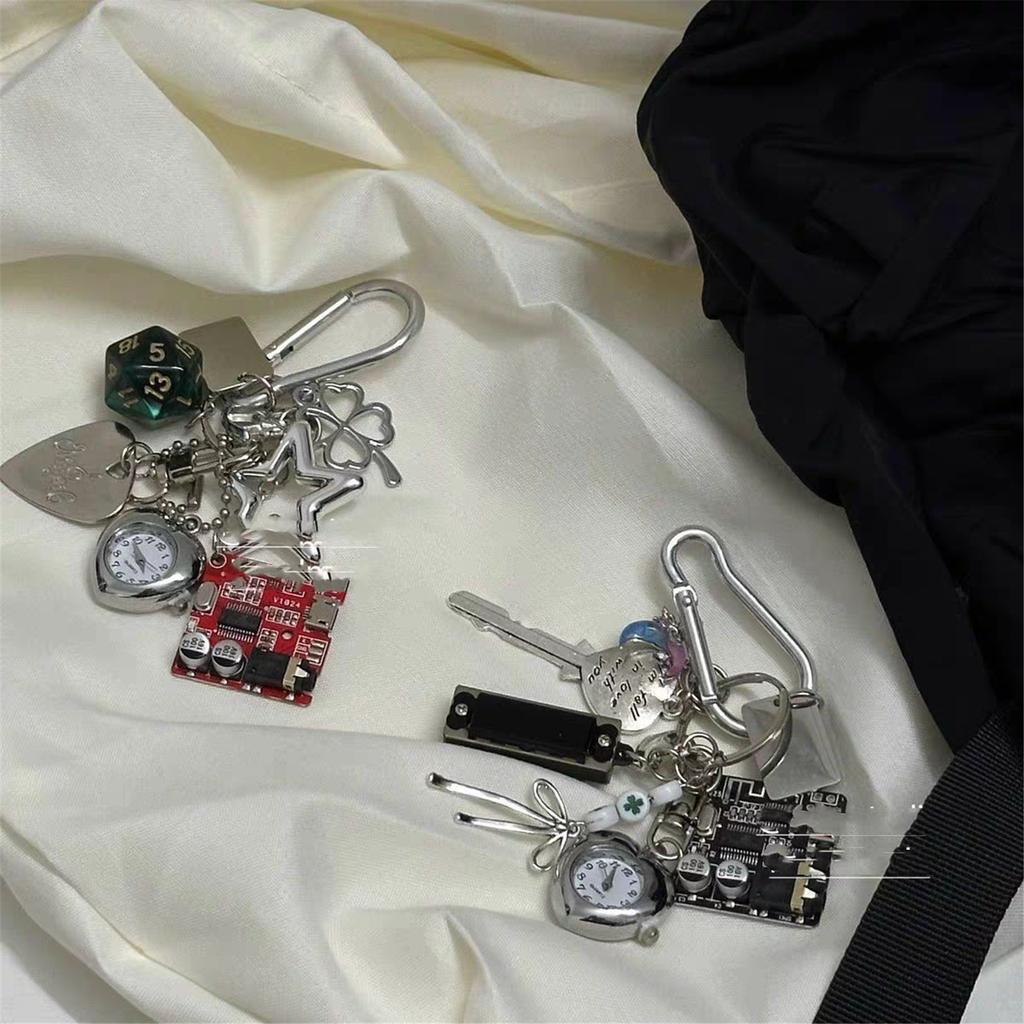 Guitar Pick Key Accessory Fashionable Keychain Pocket Watch Keyrings Alloy Texture Suitable for Party and Casual Outfits