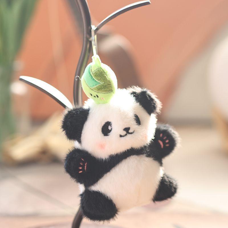 Pullout Little Panda Plush Keychain With Detachable Bamboo For Kids And Collectors