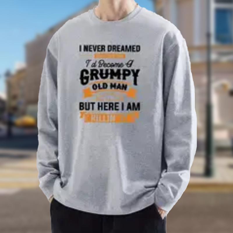 Ribbon Letter Splicing Print Men's Tshirts Long Sleeve Tees Round Neck Casual Pullover Men's Clothing Plus Size