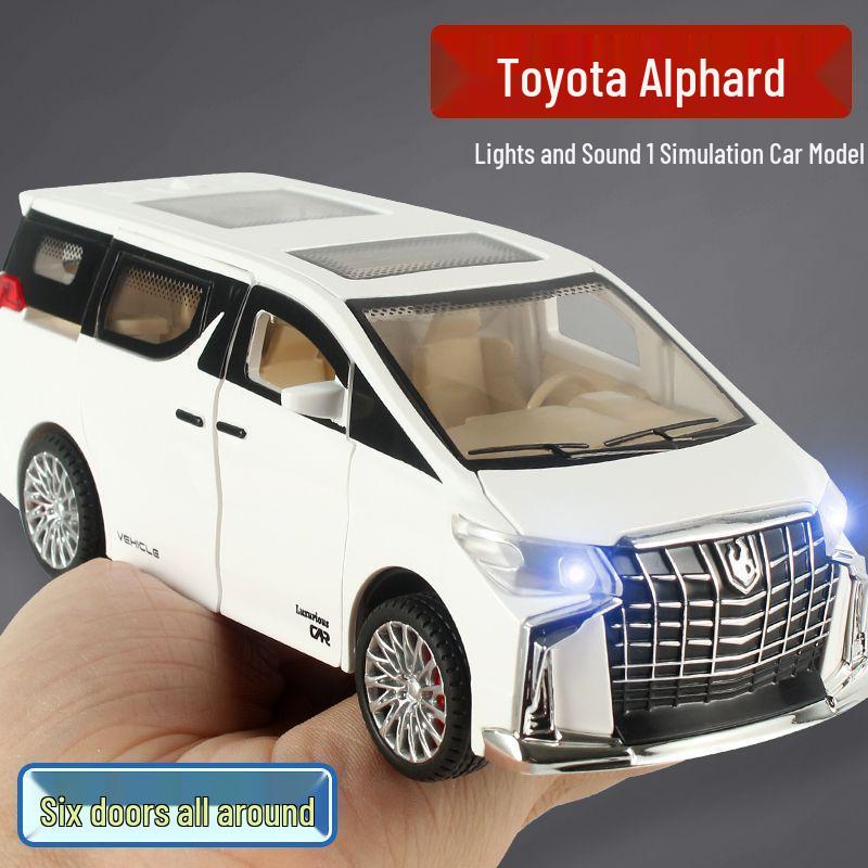 Alphard Model Six-Door Toy MPV: Children's Inertial Music Car & Luxury Baby Car Ornament