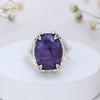 Natural Charoite Ring In 925 Sterling Silver - Statement Purple Gemstone with Elegant Leaf Design - Nature Inspired Jewelry Gift