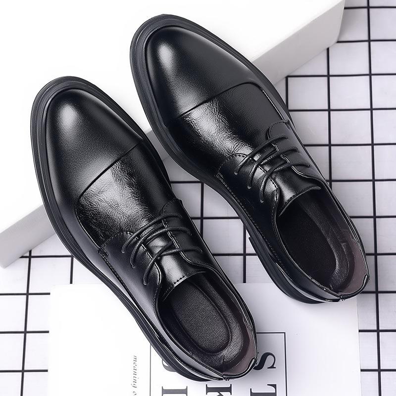 Mens Luxury Dress Leather Shoes Elegant Slip On Casual Oxford Shoes Moccasin Pointed Toe Male Footwear Autumn