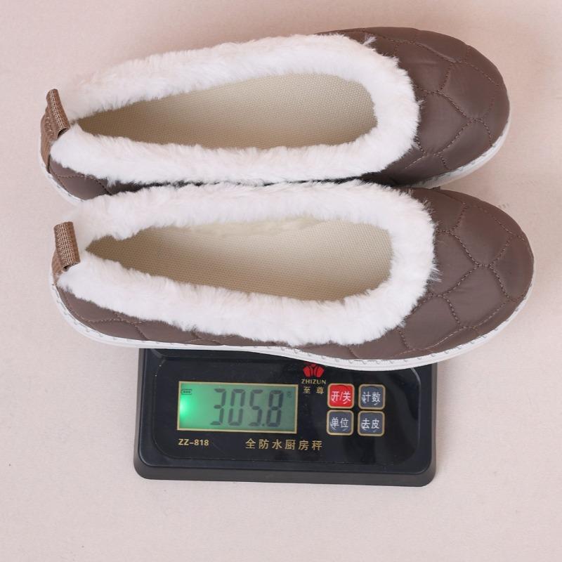 Foreign trade low-top round head velvet single shoes women's cross-border large-size car front line warm round head shallow mouth warm cotton shoes