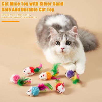 3/5/12 Stück Katzenspielzeug Maus Faux-Pelz Katzenmaus Spielzeug mit Feder Schwanz