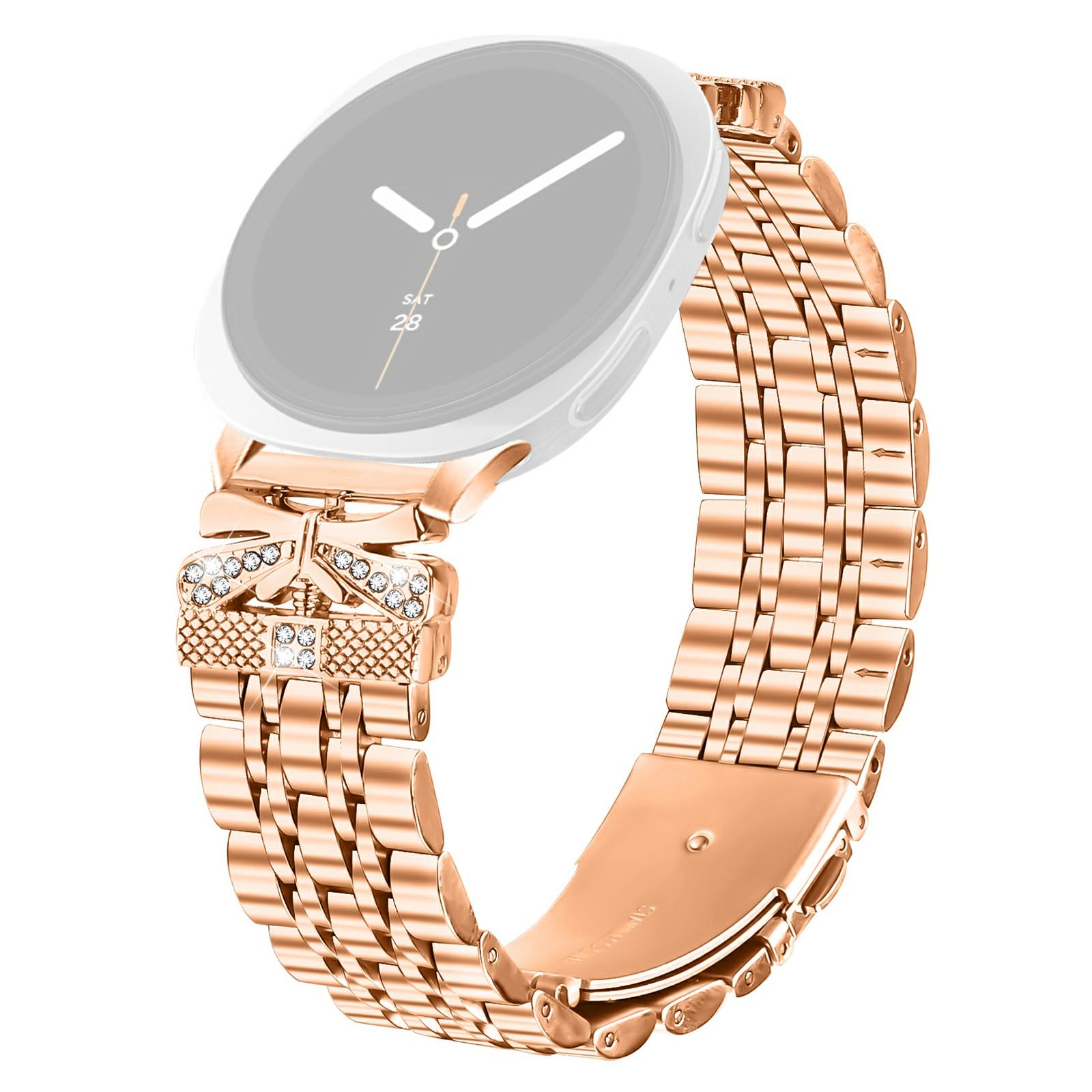 

Watch Strap for Samsung Galaxy Watch8 44mm/40mm/8 Classic 46mm Rhinestone Butterfly Decor Stainless Steel Band