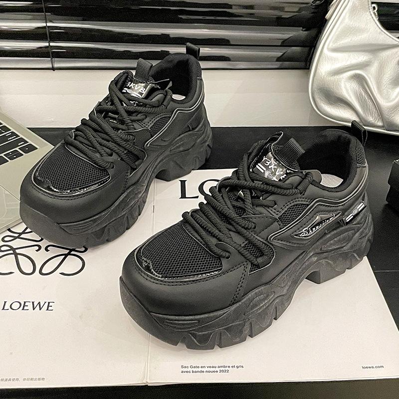 

Кампусный стиль толстоподошвенные универсальные спортивные кеды женские весенне-осенние супермягкие модные высокоценные кроссовки папины 40 чёрный