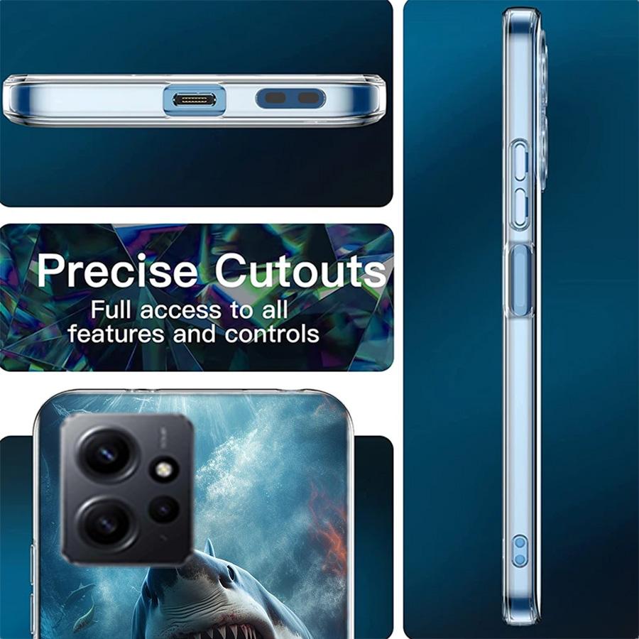 The Mouth of the Deep Sea Evil Shark Phone Case For Redmi 12 13C 12C 15C 9 10 10C Note 13 Pro Plus 14 15 Pro 9T 9C 9A TPU Soft C