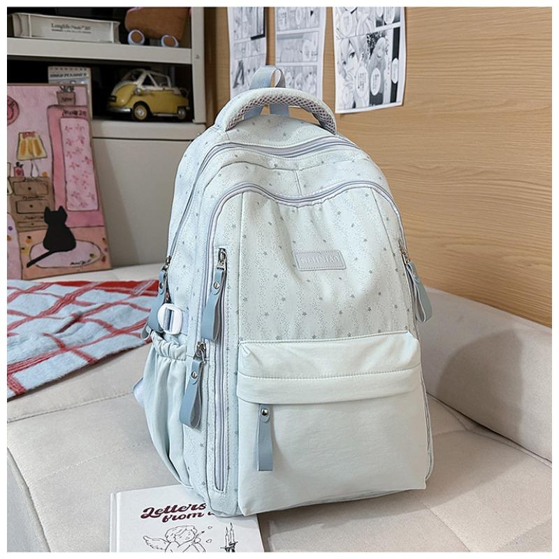 Fresh and Simple Chinese Schoolbag Women's High-value Star Printing Campus Backpack Large-capacity Travel Backpack