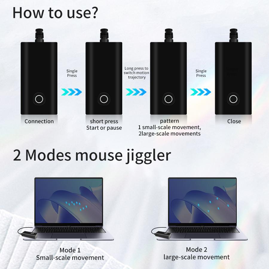 2 in 1 USB Type-C Virtual Mouse Automatic Mouse Move Driver-free Undetectable Mouse Mover Keeps The Computer Active Prevent Lock