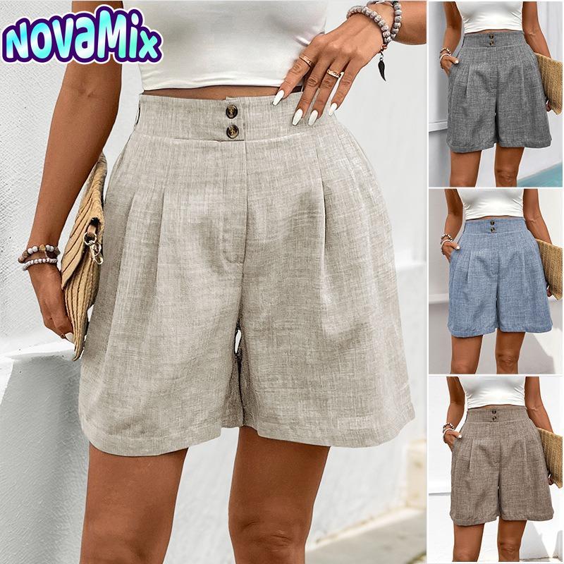 Novamix Women's Fashion Casual Solid Color Print Pants & Capris