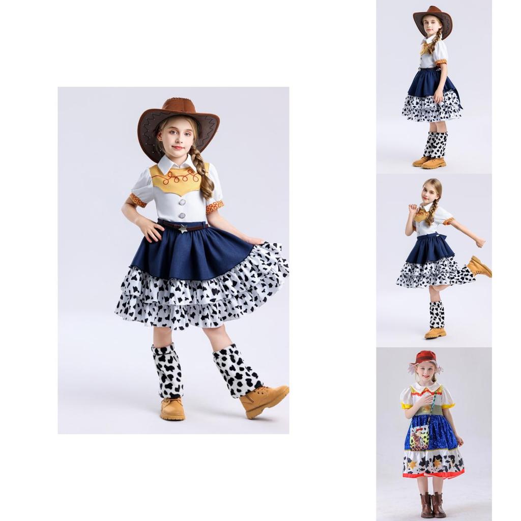 Toy Story Jessie Cosplay Dress Set With Polyester Fabric For Girls Summer Play