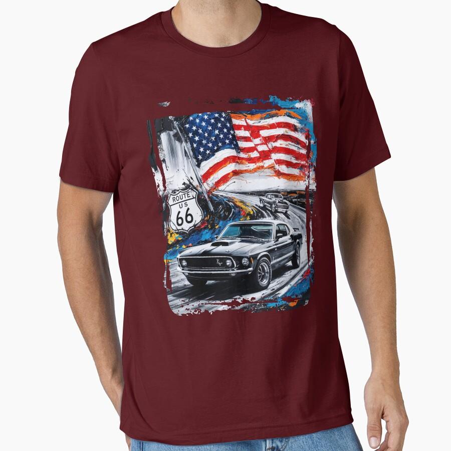 Vintage The Mother Road Route 66 Us Highway Sign Printed T Shirt for Men Large Size Adult Tops S-6XL