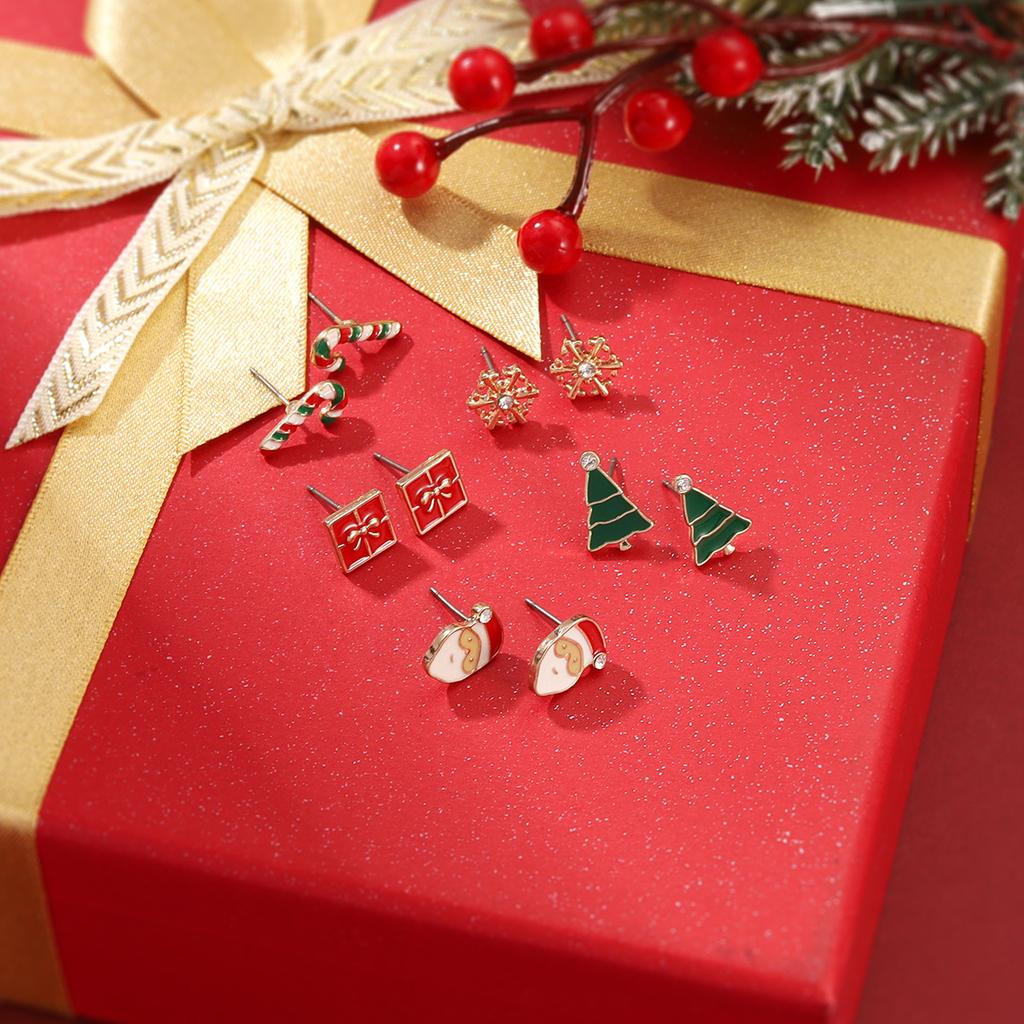 European and American cute cartoon Christmas earrings, autumn and winter Christmas gifts Santa snowman earrings