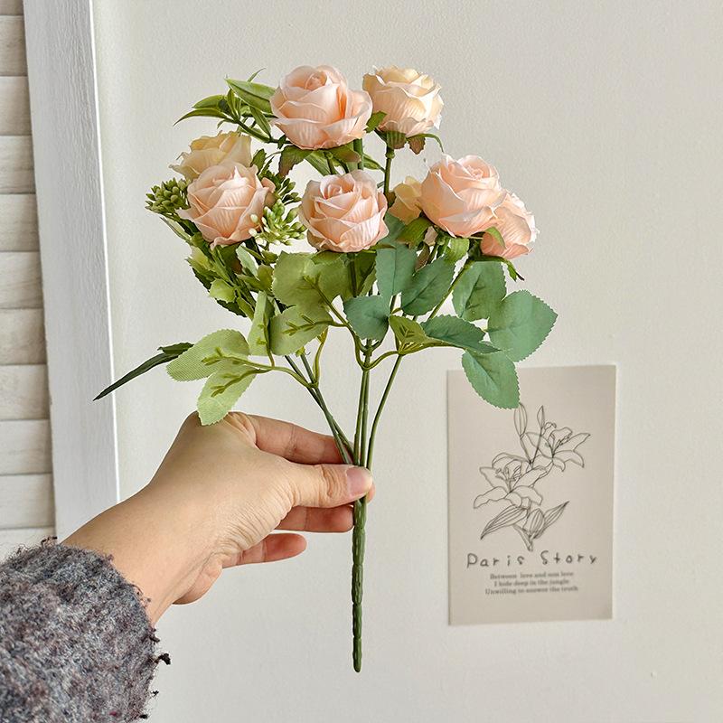 DIY 10 Head Artificial Rose Bouquet Silk Cloth Rose Flower Bundle Artificial Flower Wedding Decoration шампанского