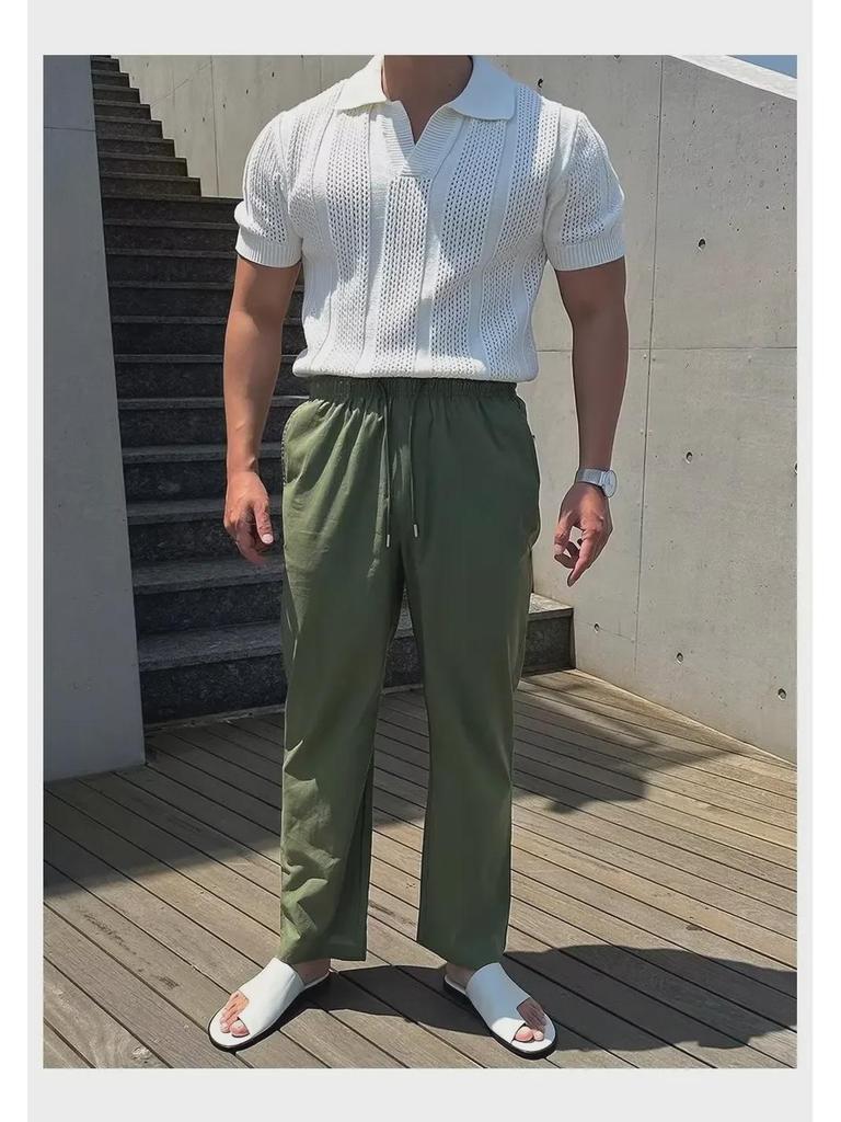 2024 Herren Weißes Kurzarm Strick-Poloshirt - Atmungsaktiv, Hochwertig, Sommer-Trend