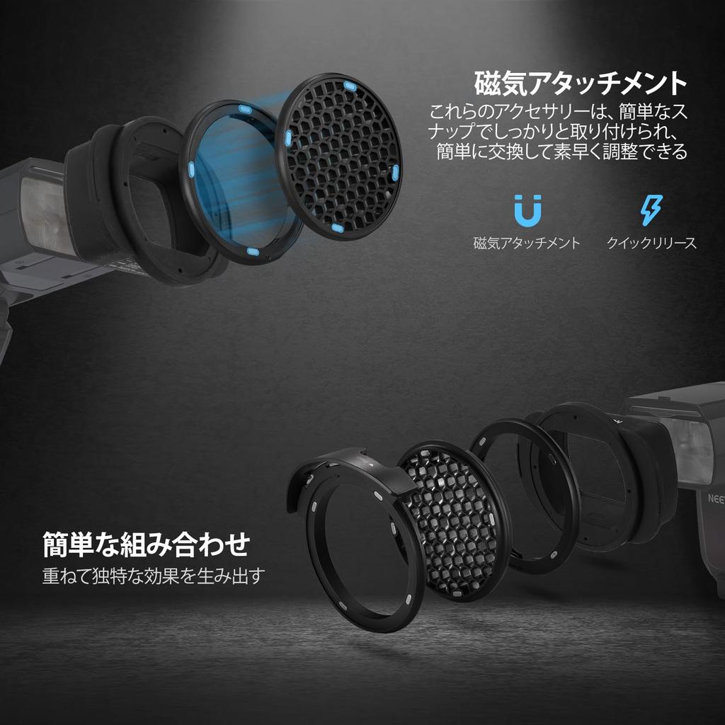 NEEWER Square Flash Head Adapter Ring Strobe Adapter Ring Silicone Magnetic Round Flash Gel for Z880 Z760 NW760 NW700 NW620 NW635II TT560 Square Head