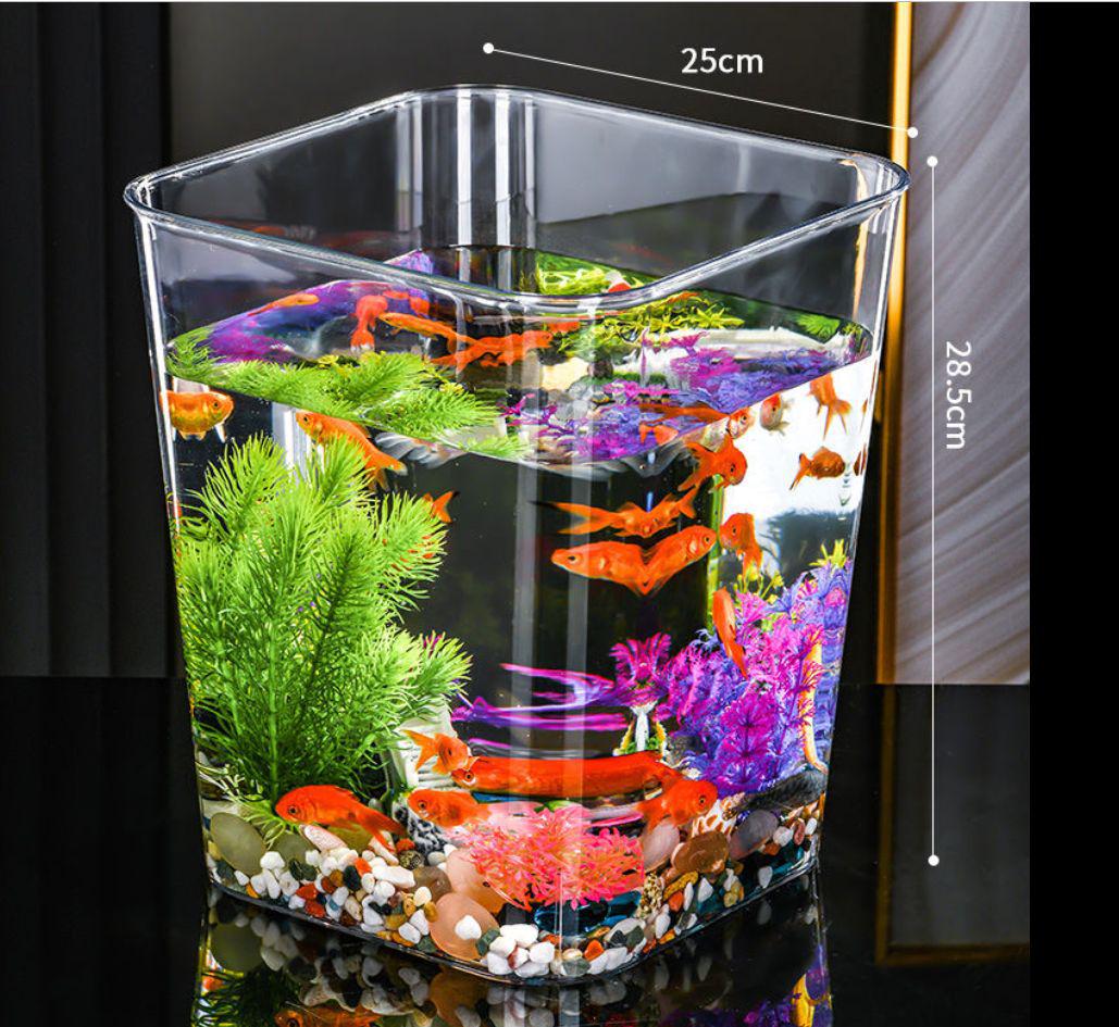 

Прозрачный аквариум с защитой от падения: Круглый/квадратный дизайн для дома и офиса, подходит для черепах и средних рыб.