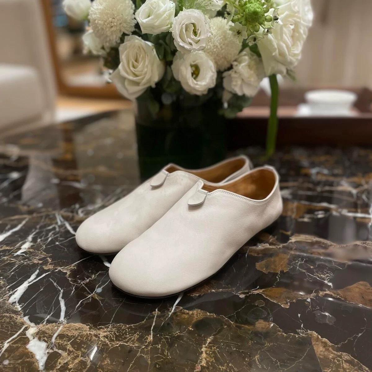 

French niche white flat-bottomed soft deep-mouth casual loafers women s spring, autumn and winter fashion round head small leather shoes single shoes 40 білий