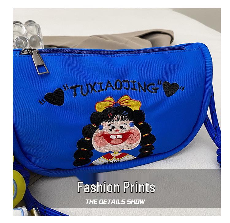 Cartoon Graffiti Canvas Crossbody Bucket Bag - Illustration Design Handbag
