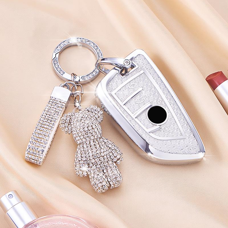 White Diamond Pattern TPU for BMW X1 X3 X5 X6 X7 1 3 5 6 7 Series G20 G30 G11 F15 F16 G01 G02 F48 Remote Car Key Case Cover Fob