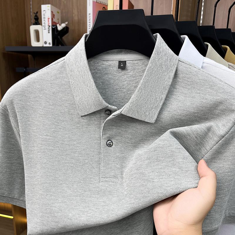 

Мужская шелково-хлопковая футболка-поло с коротким рукавом - Весна/Лето Лацкан Повседневный Однотонный Топ с коротким рукавом 4XL (180-200 lbs)