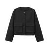 Cross-border Wholesale Foreign Trade Women's Clothing 2025 European and American New Fashion Loose Round Neck Pocket Decoration Long-sleeved Short
