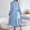 Women's Fashionable Color Lapel Button Casual Loose Long Sleeved Shirt Dress