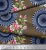 Soimoi Brown Poly Crepe Fabric Stripe|Floral & Mandala Print Sewing Fabric BTY 42 Inch