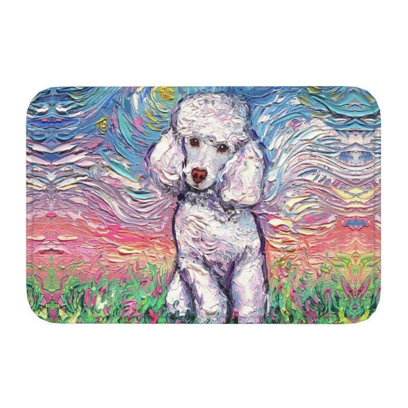 Starry Night Poodle Entrance Door Mat Anti-Slip Kitchen Bathroom Cute Pet Puppy Floor Bedroom Home Decor Rug Entrance Carpet Rug
