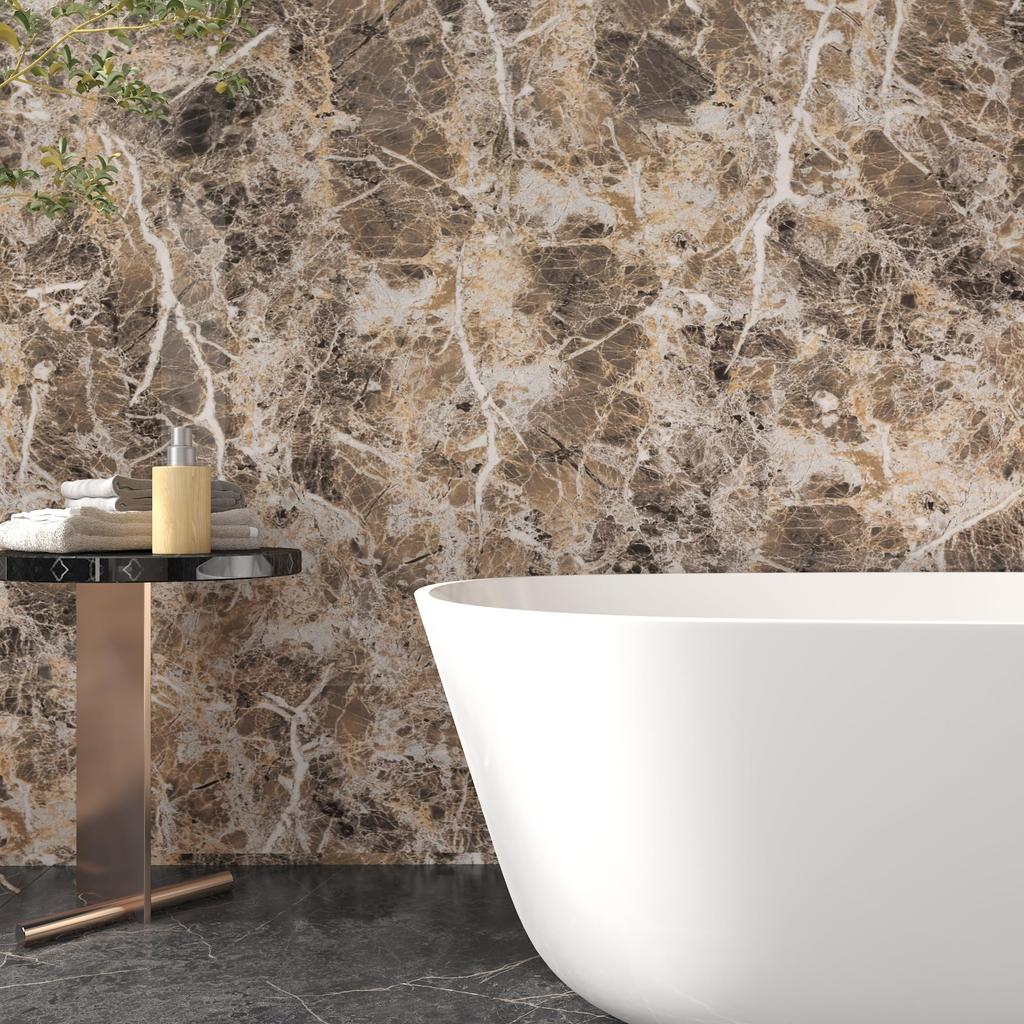 JSEVEM Marmor Tapete Abnehmbar Marmor Braun Schneidbar Küche Wohnmöbel Renovierung 40x500cm Aufkleber, Tapete, Bogen, Wasserdicht,