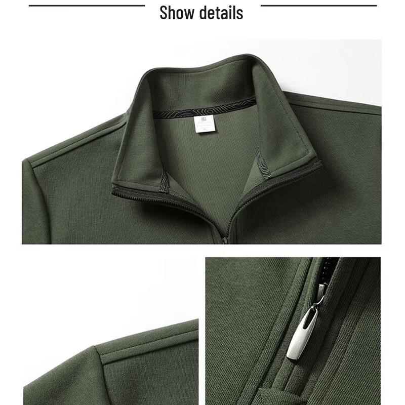 ROMON Men's Long-Sleeve Half-Zip Stand Collar Sweatshirt