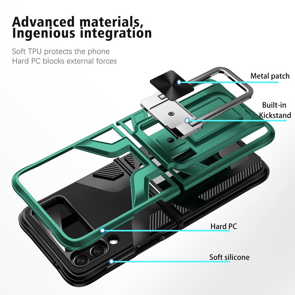 Shockproof Metal Ring Kickstand Case For Samsung Galaxy Z Flip 4 Flip4 Flip3 Flip 3 5g Anti -Knock Folding Cover Cases