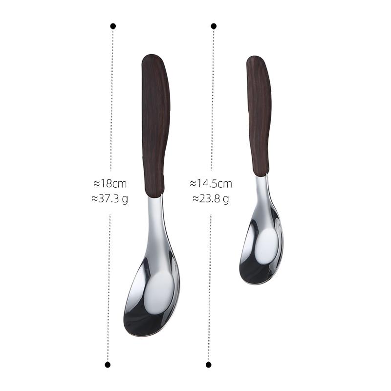 Stainless Steel Spoon With Imitation Wood Grain Handle Home Kitchen Tableware Dinnerware Dinner Dessert Rice Soup Spoons Gadgets