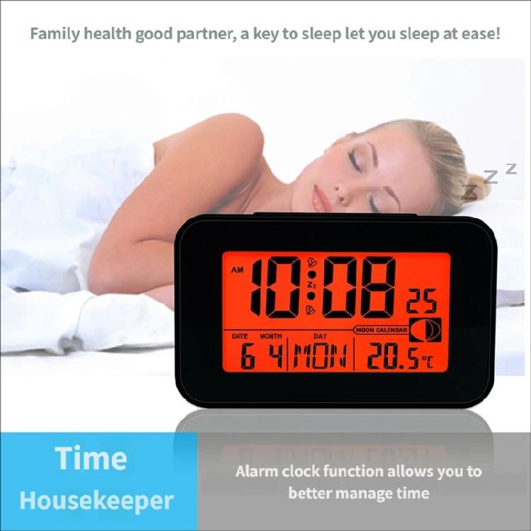 Elegant LCD Alarm Clock with Bright Backlights Multiple Alarms Calendar and Temperature Display for Bedsides Table