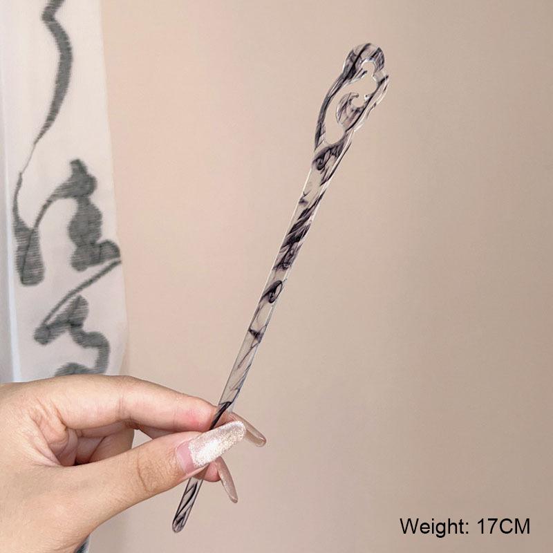 Chinesischer Stil Schwarzer Acetat-Harz-Haarstab für Damen Einfache Haarspangen Haarspange Stift Kopfschmuck Tuschemalerei Haaraccessoires