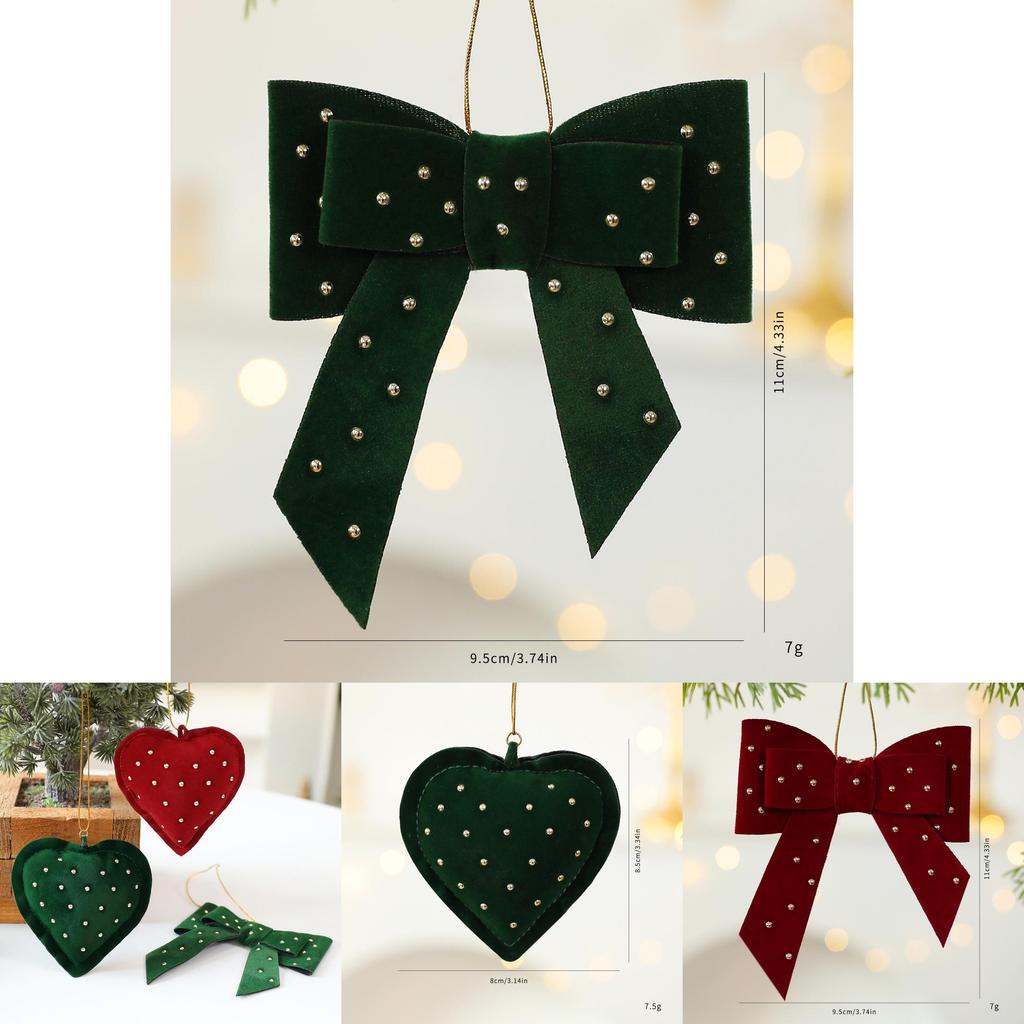 Christmas Tree Hanging Decorations With Heart And Bow Design For Holiday Decor