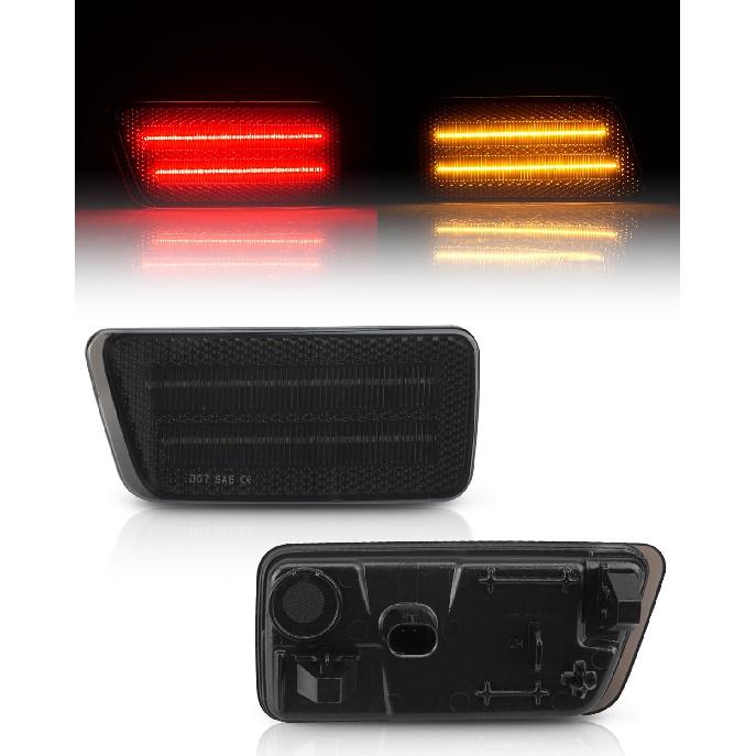 Bestview Side Marker Light Assembly Compatible with 2021-2024 Ford Bronco Sport, Amber Front & Red Rear Bumper Lamps, Smoked Lens 4PCS