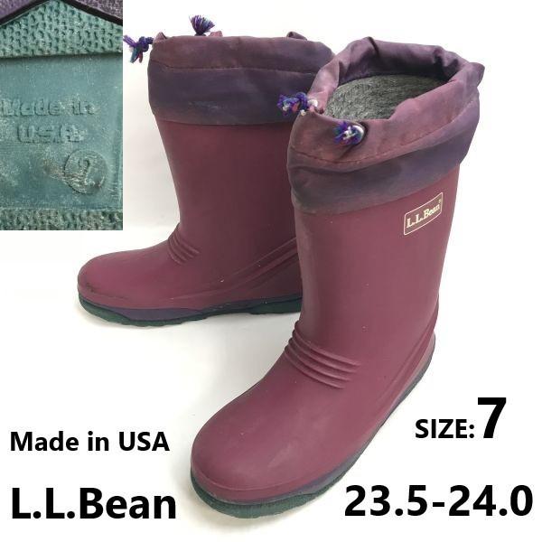 USED/L.L.Bean Insulated Rubber Snow Rain Boots Pink Size 23.024.0cm