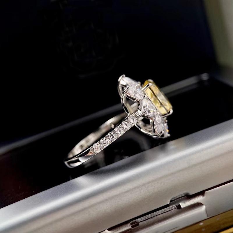  Bella Box Concise Gorgeous Flower Shape Yellow Opening  Rings For Women Charm Wedding Engagement Fine Jewelry New Trendy