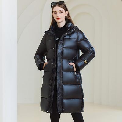 Schwarze Mäntel für Damen, Winterjacken aus warmer Daunenbaumwolle mit Kapuze, Damenbekleidung, lange Parkas, dicker, wasserdichter Mantel